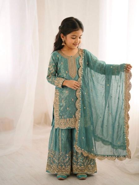 Kids Ethnic Wear ZSR 3169 Fendy Silk Rama Blue Mumbai wholesale kids fashion